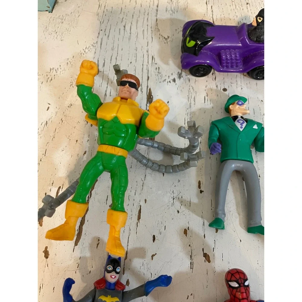 Vintage DC Marvel Action Figure Lot Batman Spider-Man Batgirl‎ Riddler 90s Toys
